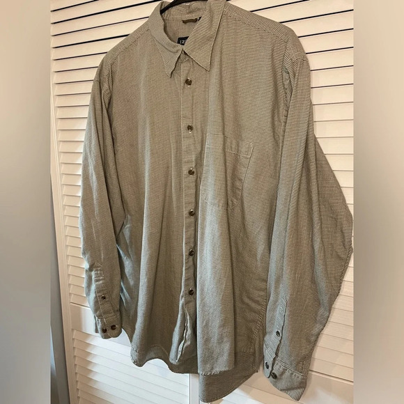Izod Men’s Houndstooth Long Sleeve Button Down Shirt Size Large Cotton Green - Picture 5 of 16